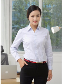 女式長袖襯衣 藍(lán)色細(xì)斜紋