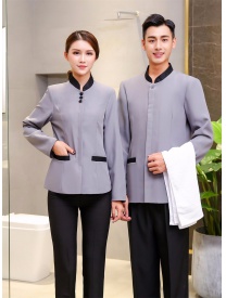 保潔服女式三?？勰惺揭涣？?灰色