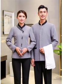 保潔服女式斜杠男式一?？?灰色