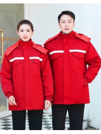 30、D013 大紅 滌棉紗卡 可拆卸反光棉衣
